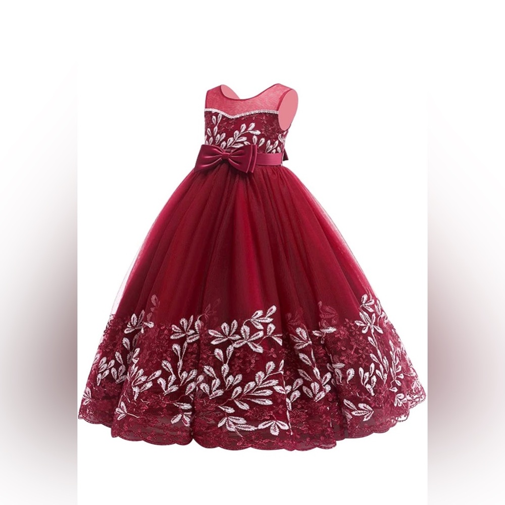 Flower Girls Vintage Lace Maxi Bridesmaid Dress Princess Birthday Wedding Party